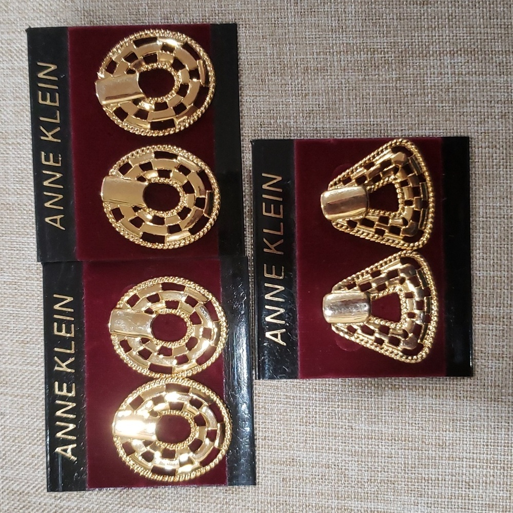 Lot of 3 Vintage Anne Klein Gold-Tone Earrings